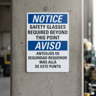 Safety Glasses Required Beyond This Point/
