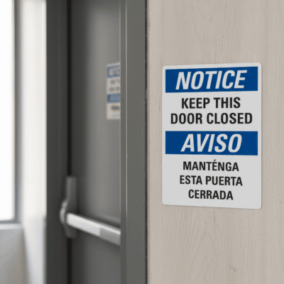 Keep This Door Closed/Mantenga Esta Puerta Cerrada