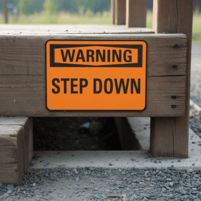 Warning Step Down Safety Sign