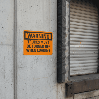Warning Trucks must be turned off when loading