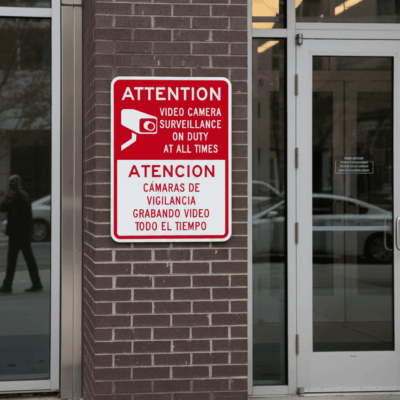 Attention Video Camera Surveillance On Duty