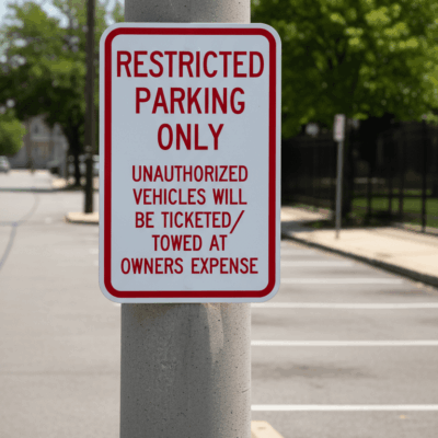Restricted Parking Only Unauthorized Vehicles