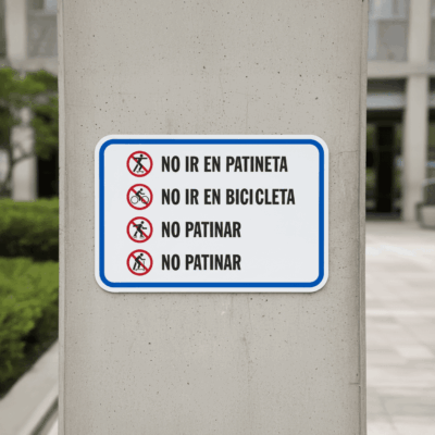 Spanish No Skateboarding No Bicycle Riding