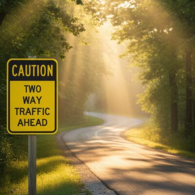 Caution Two Way Traffic Ahead