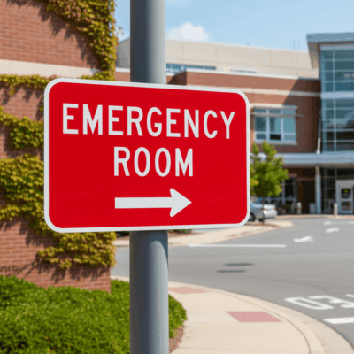 Emergency Room Right Arrow Aluminum Sign