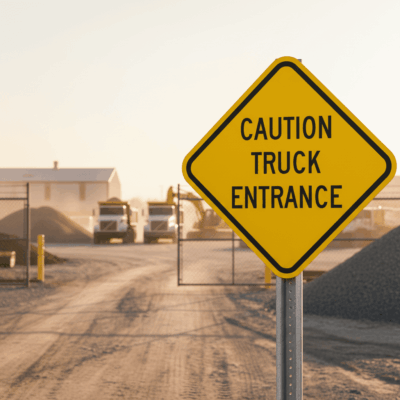 .063 Aluminum Caution Truck Entrance Sign