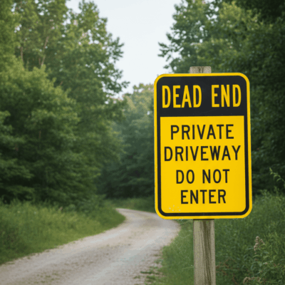 Dead End Private Driveway Do Not Enter Aluminum Sign