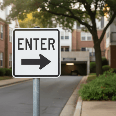 Enter Right Arrow Engineer Grade Aluminum Notice Sign