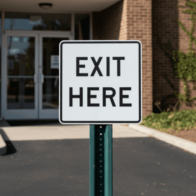 Engineer Grade Aluminum Exit Here Sign