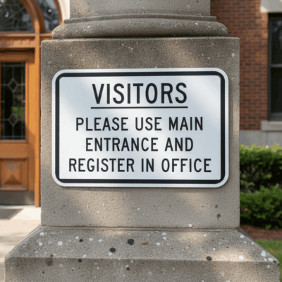 Visitors Please Use Main Entrance And