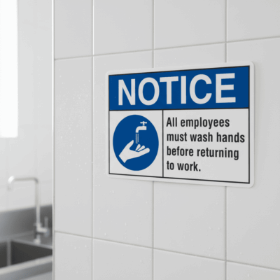 Employee Hand-Washing Notice Sign