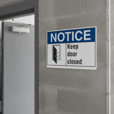 Notice Keep door closed