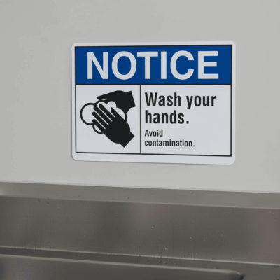Wash Your Hands Avoid Contamination Notice Sign