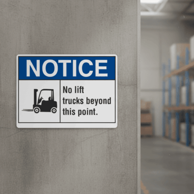 No Lift Trucks Beyond This Point Notice Sign