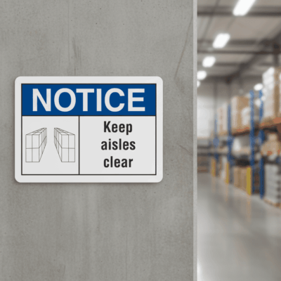 Keep Aisles Clear Notice Sign