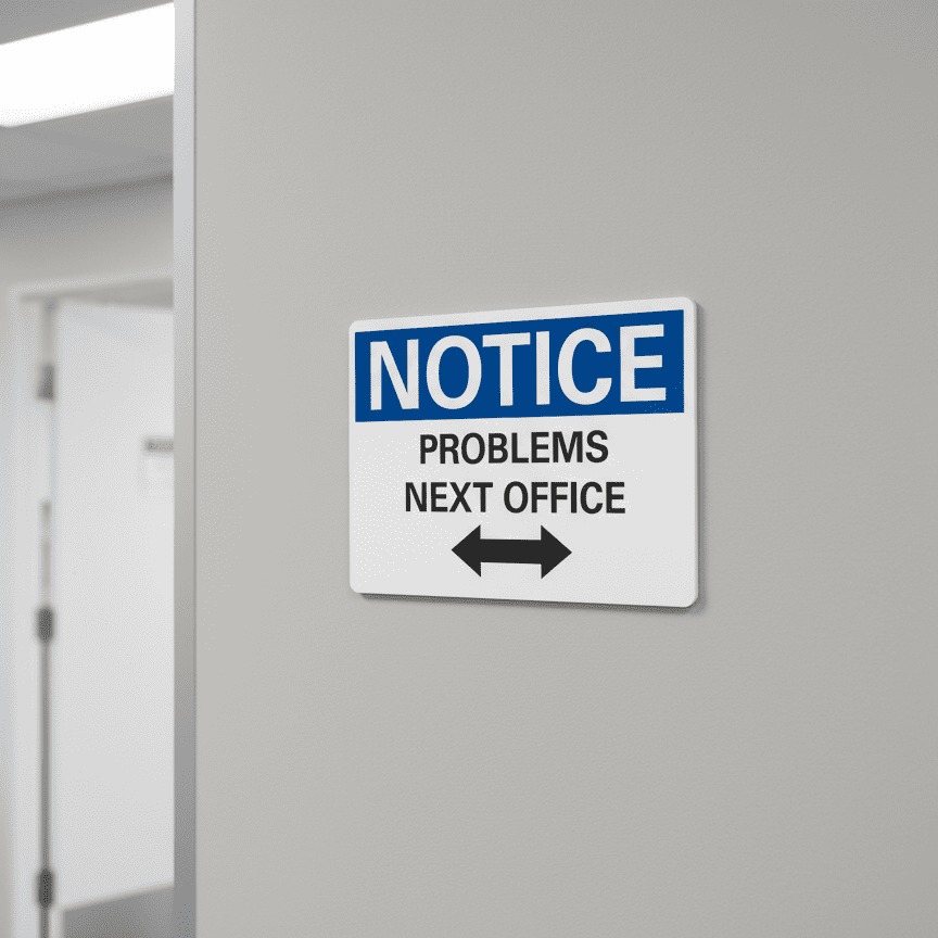 Notice Problems Next Office Sign - Image 2