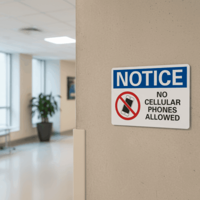No Cellular Phones Allowed Notice Sign