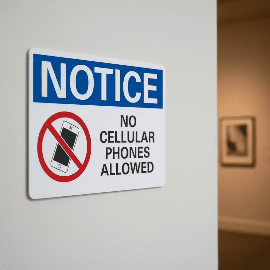 No Cellular Phones Allowed Notice Sign - Image 2