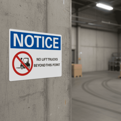 No Lift Trucks Beyond This Point Notice Sign
