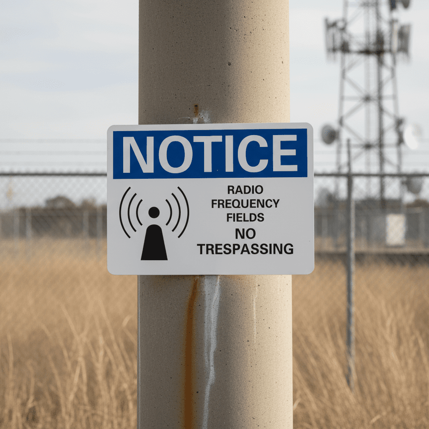 Radio Frequency Fields No Trespassing Notice Sign