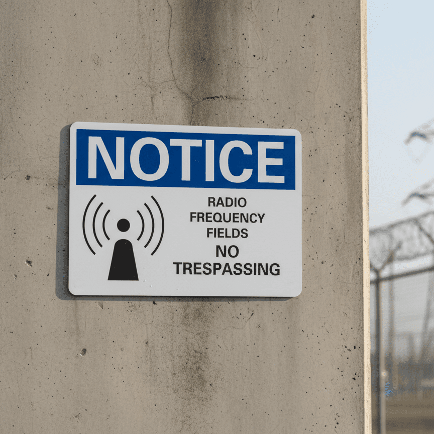 Radio Frequency Fields No Trespassing Notice Sign - Image 2