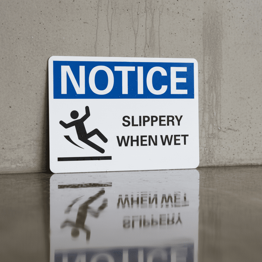 Notice Slippery When Wet Safety Sign