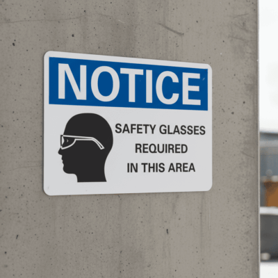 Safety Glasses Required Notice Sign