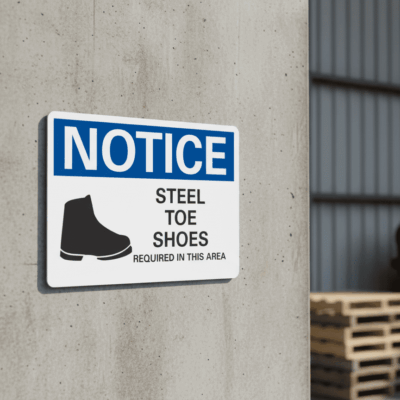 Steel Toe Shoes Required Notice Sign