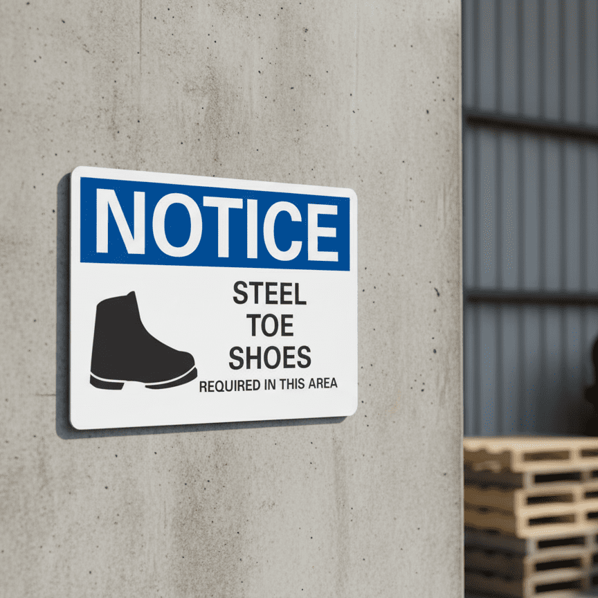 Steel Toe Shoes Required Notice Sign