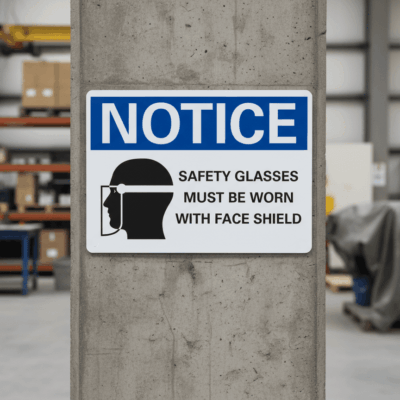 Safety Glasses Face Shield Notice Sign