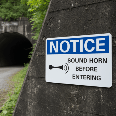 Sound Horn Before Entering Notice Sign