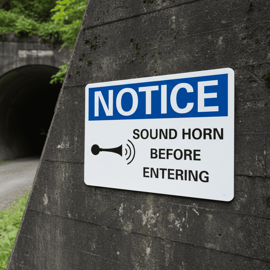 Sound Horn Before Entering Notice Sign - Image 2
