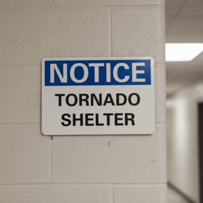 Engineer Grade Tornado Shelter Notice Sign