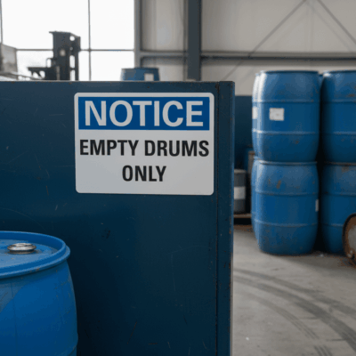 Notice Empty Drums Only Safety Sign