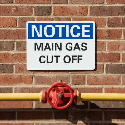 Main Gas Cut Off Notice Sign