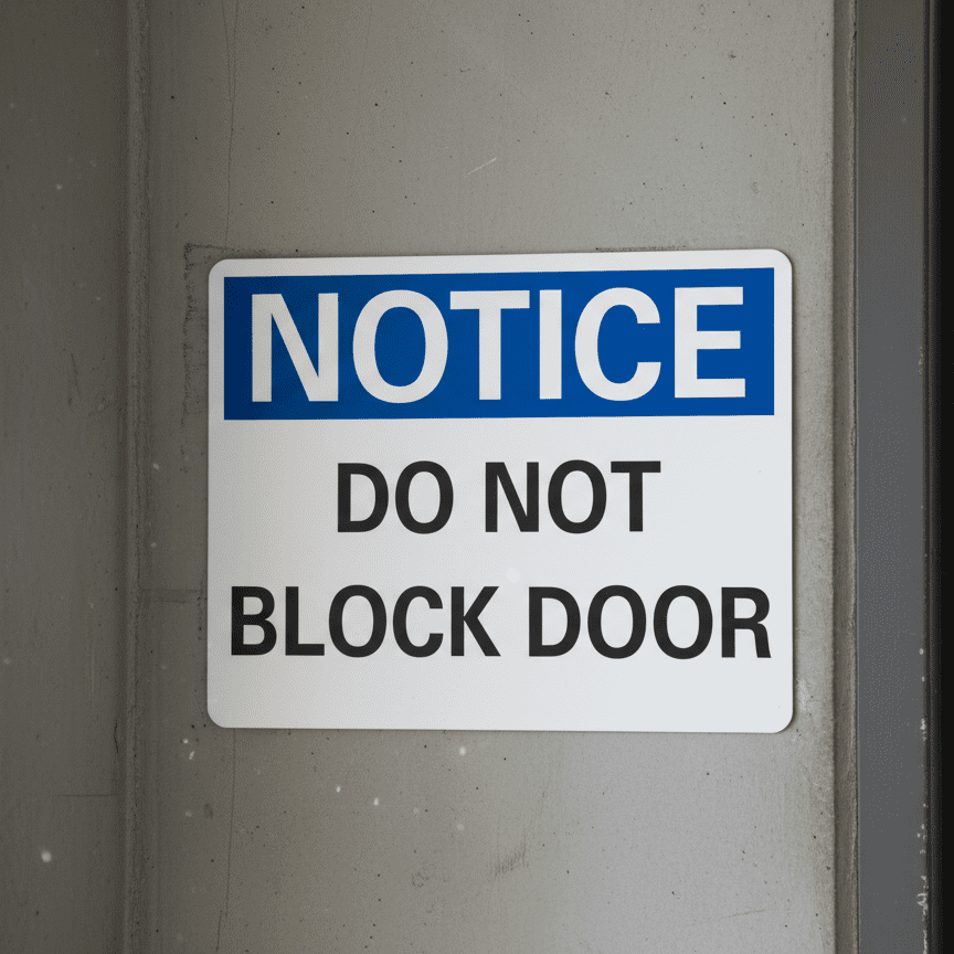 Notice Do Not Block Door Sign - Image 2