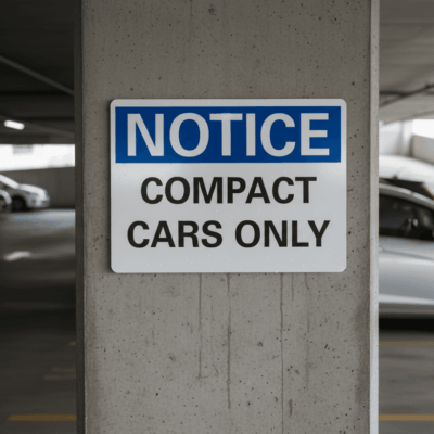Notice Compact Cars Only Sign