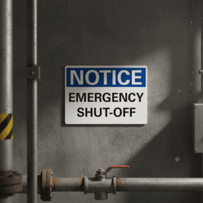 Emergency Shut-Off Notice Sign