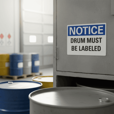 Drum Must Be Labeled Engineer Grade Aluminum Notice Sign