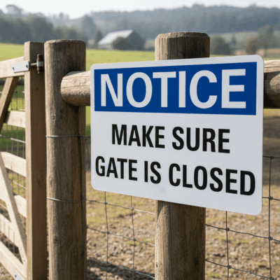 Make Sure Gate Is Closed Notice Sign