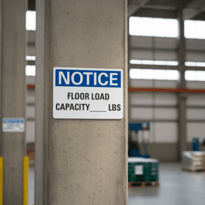 Notice Floor Load Capacity Sign