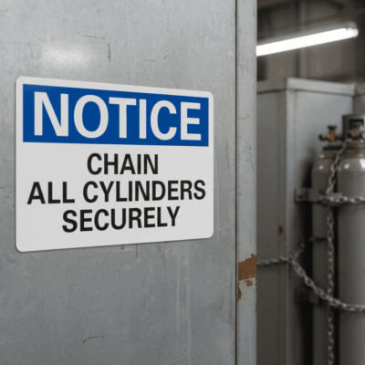 Chain All Cylinders Securely Notice Sign