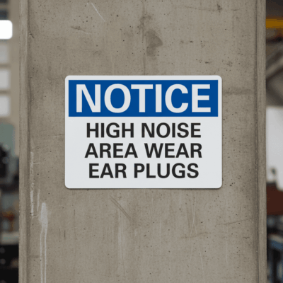High Noise Area Ear Plug Notice Sign