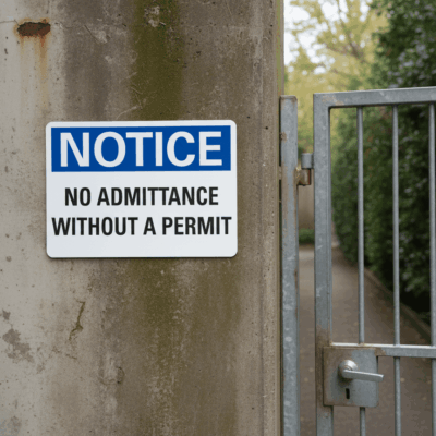 No Admittance Without Permit Notice Sign
