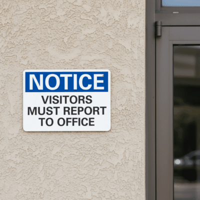 Visitors Must Report to Office Notice Sign