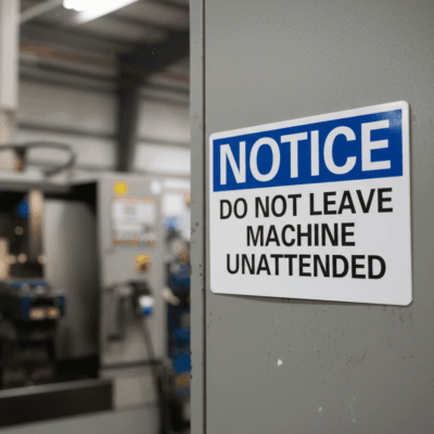 Do Not Leave Machine Unattended .040 Aluminum Notice Sign
