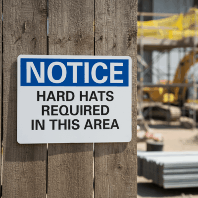 Hard Hats Required Notice Safety Sign