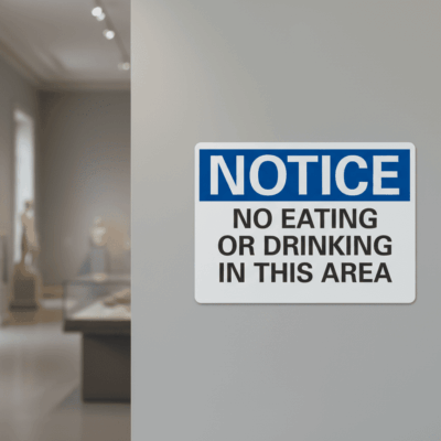 No Eating or Drinking Notice Sign