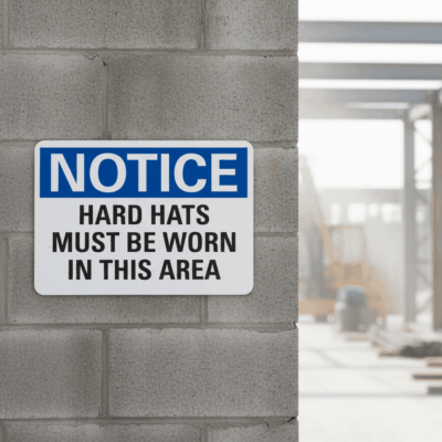 Hard Hats Must Be Worn Notice Sign