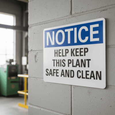 Notice Help Keep This Plant Safe and Clean Sign